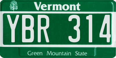 VT license plate YBR314