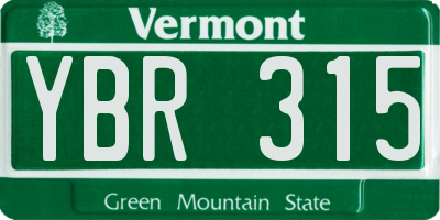 VT license plate YBR315