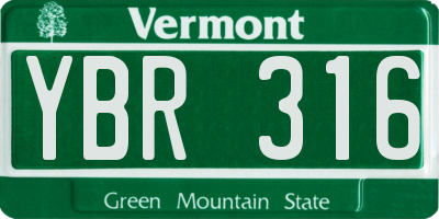 VT license plate YBR316