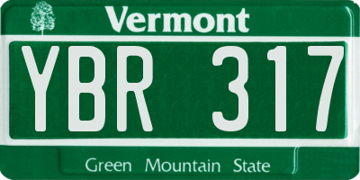 VT license plate YBR317