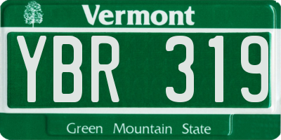 VT license plate YBR319