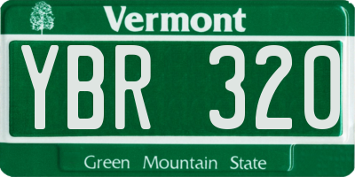 VT license plate YBR320