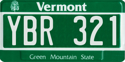 VT license plate YBR321