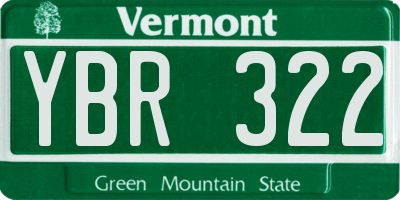 VT license plate YBR322