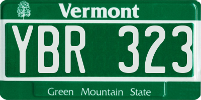 VT license plate YBR323