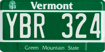 VT license plate YBR324