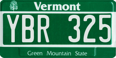 VT license plate YBR325