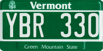 VT license plate YBR330