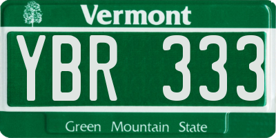 VT license plate YBR333