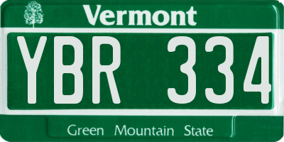 VT license plate YBR334