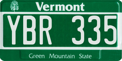 VT license plate YBR335