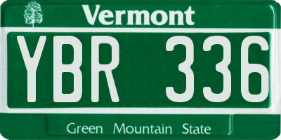 VT license plate YBR336