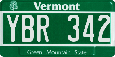 VT license plate YBR342
