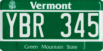 VT license plate YBR345