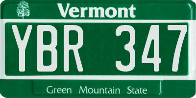 VT license plate YBR347