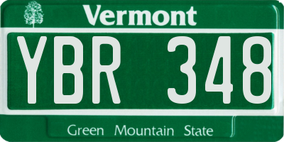 VT license plate YBR348