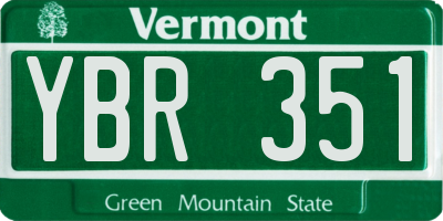 VT license plate YBR351