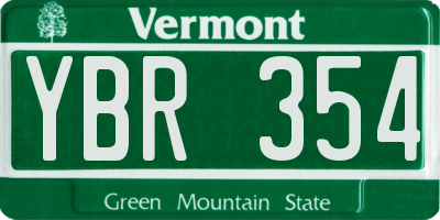 VT license plate YBR354