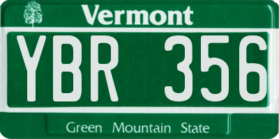 VT license plate YBR356