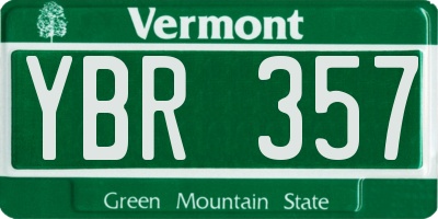 VT license plate YBR357