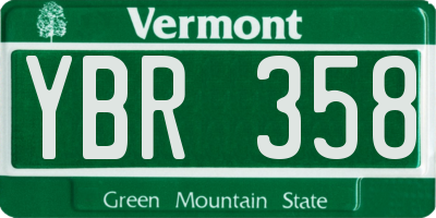 VT license plate YBR358