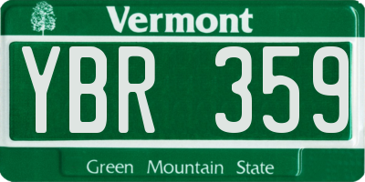 VT license plate YBR359