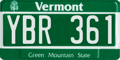 VT license plate YBR361