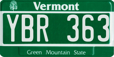 VT license plate YBR363