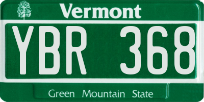 VT license plate YBR368