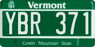 VT license plate YBR371