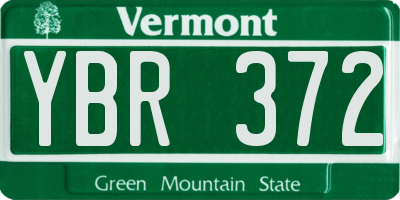 VT license plate YBR372