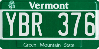 VT license plate YBR376