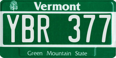VT license plate YBR377