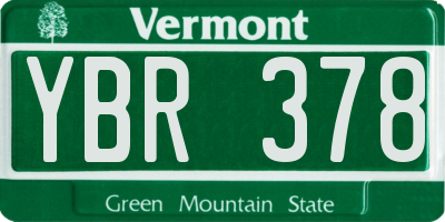 VT license plate YBR378