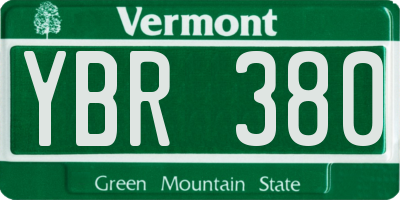 VT license plate YBR380