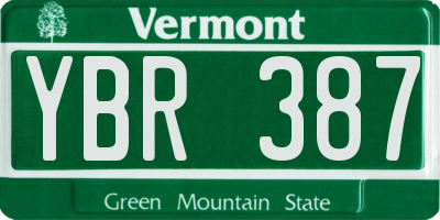 VT license plate YBR387