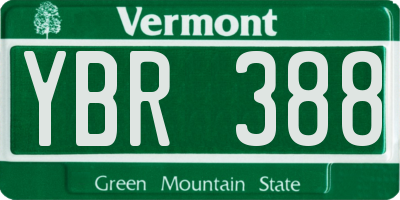 VT license plate YBR388