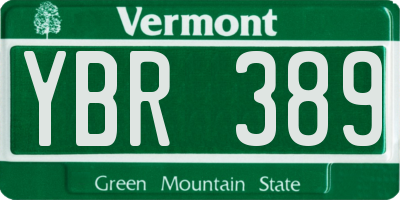 VT license plate YBR389