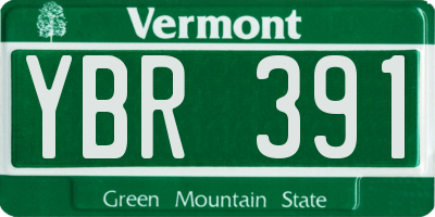 VT license plate YBR391