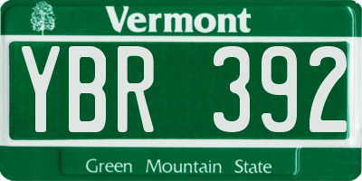 VT license plate YBR392
