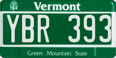 VT license plate YBR393