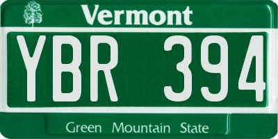 VT license plate YBR394