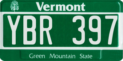 VT license plate YBR397