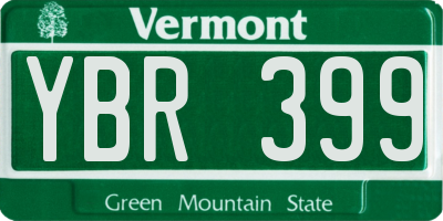 VT license plate YBR399
