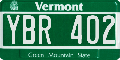 VT license plate YBR402