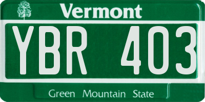 VT license plate YBR403