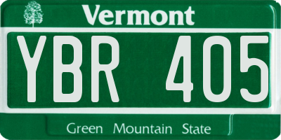 VT license plate YBR405
