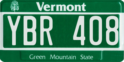 VT license plate YBR408