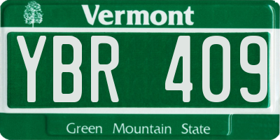 VT license plate YBR409