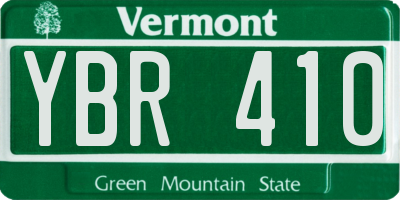 VT license plate YBR410